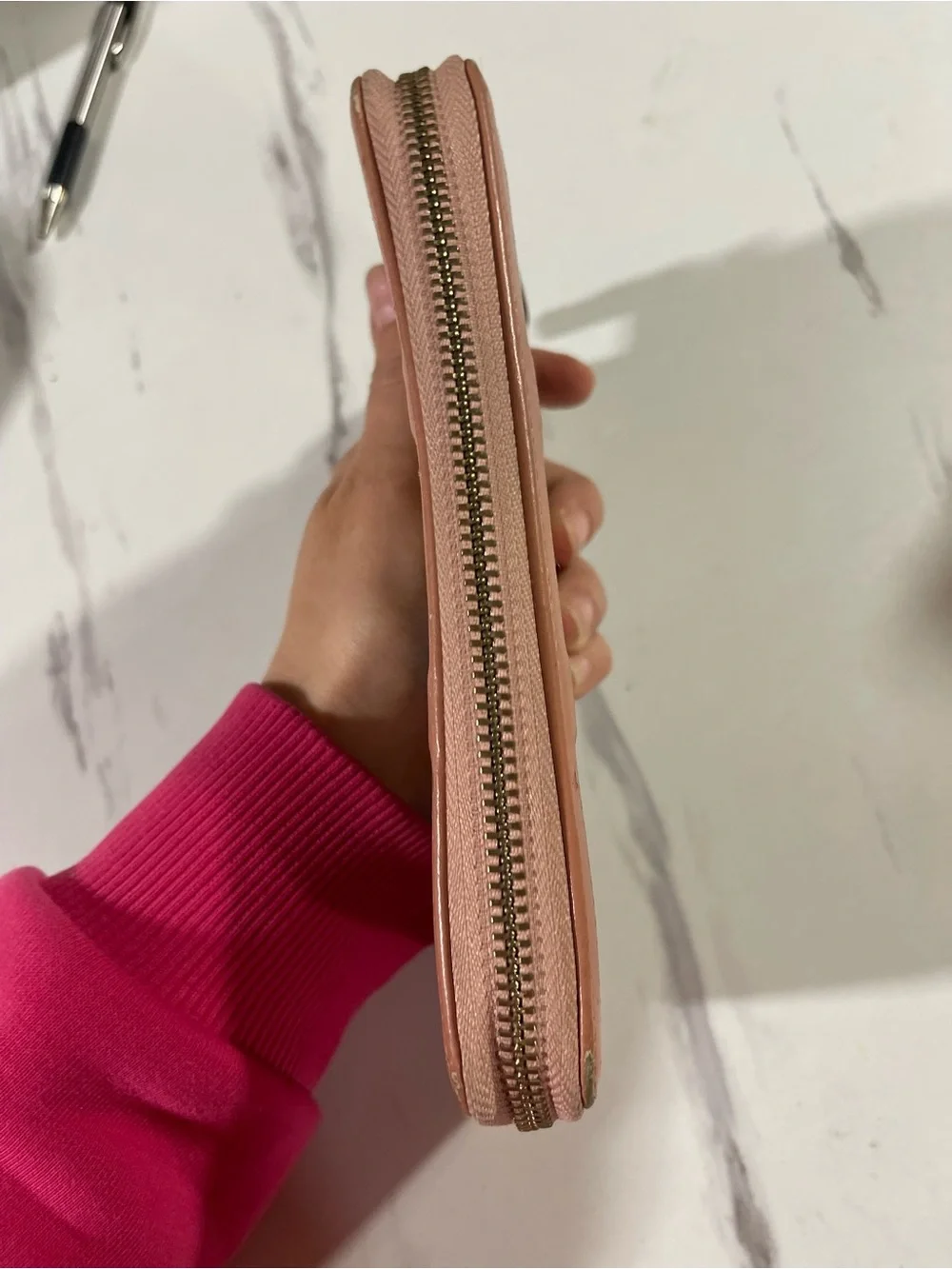 Gucci Pink Trim GG Canvas Zip Wallet with Multicolor Stripe